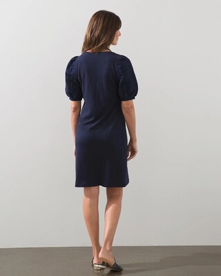 Textured Puff Sleeve Short Dress
