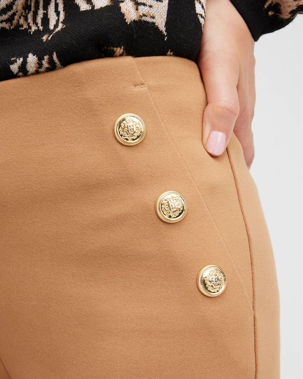 Ponte Button Flare Pants