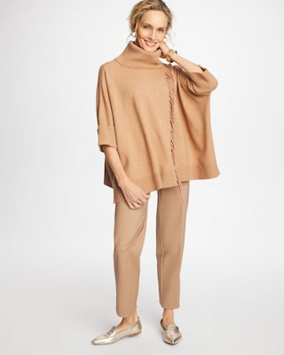 Cowlneck Knit Fringe Poncho click to view larger image.