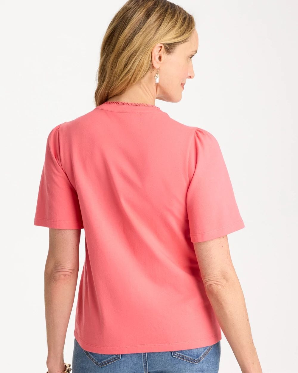 Embroidered Button-Front Tee