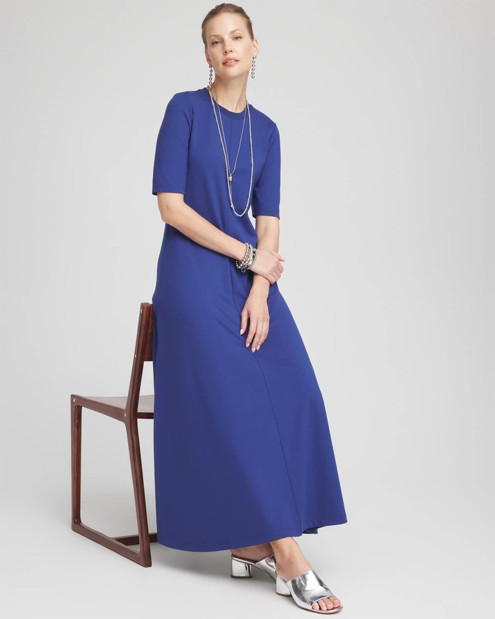 Ponte Rib Trim Maxi Dress
