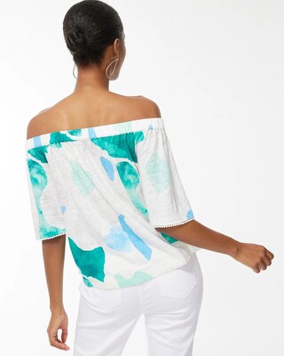 Linen Confetti Off-Shoulder Top