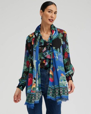 Floral Print Oblong Scarf
