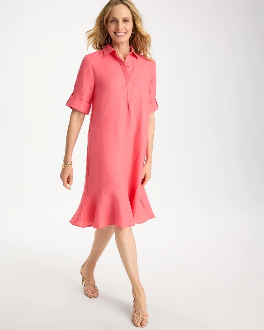 Linen Flounce Bonnie Dress