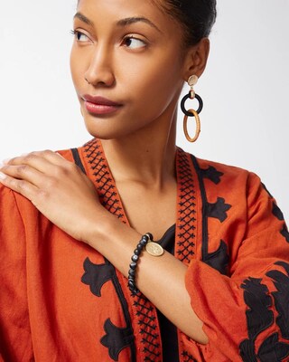 Hamsa Dangle Agate Stretch Bracelet