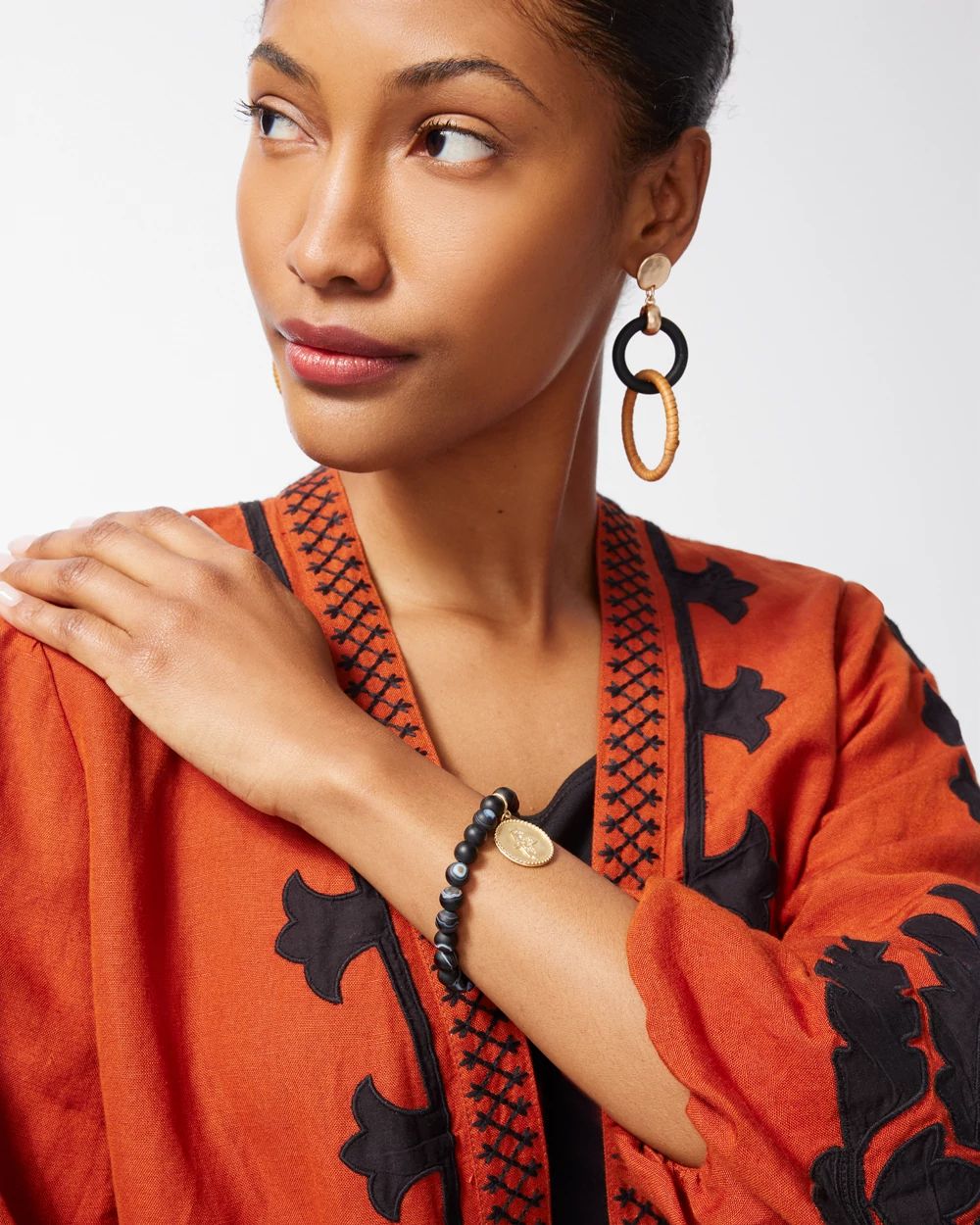 Hamsa Dangle Agate Stretch Bracelet