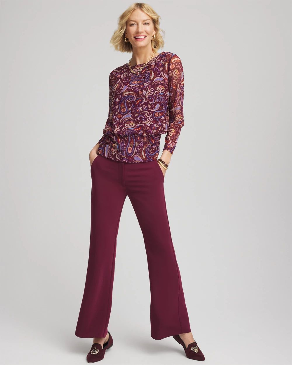 Crepe Flared Trouser Pants