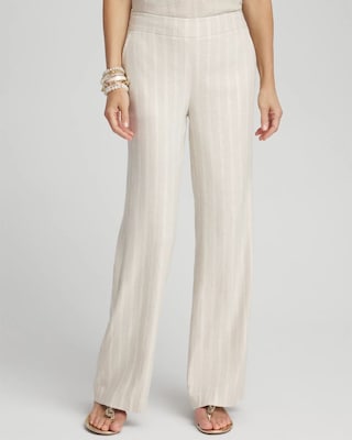Linen Blend Stripe Flare Leg Pants