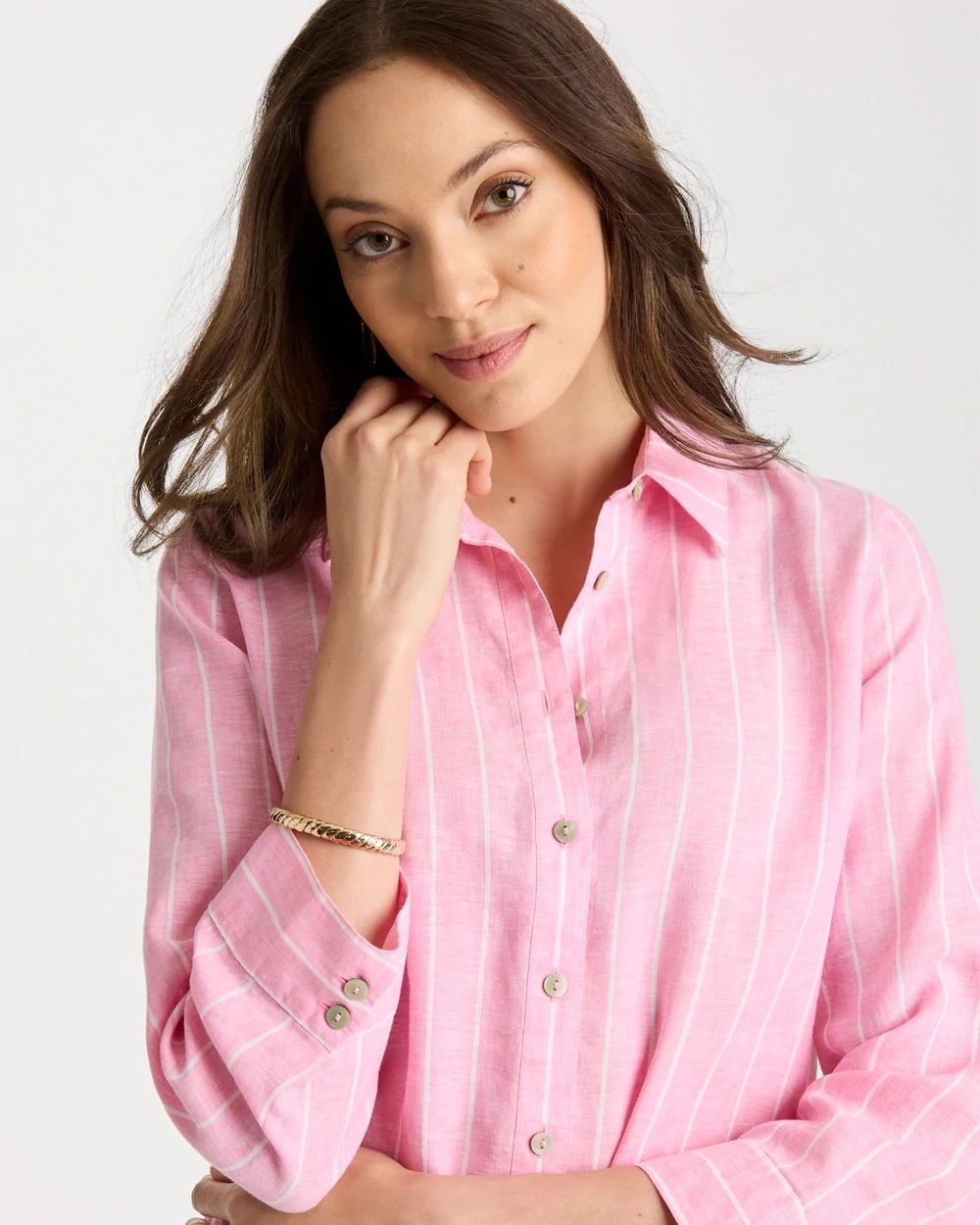 No Iron™ Linen Striped Shirt click to view larger image.