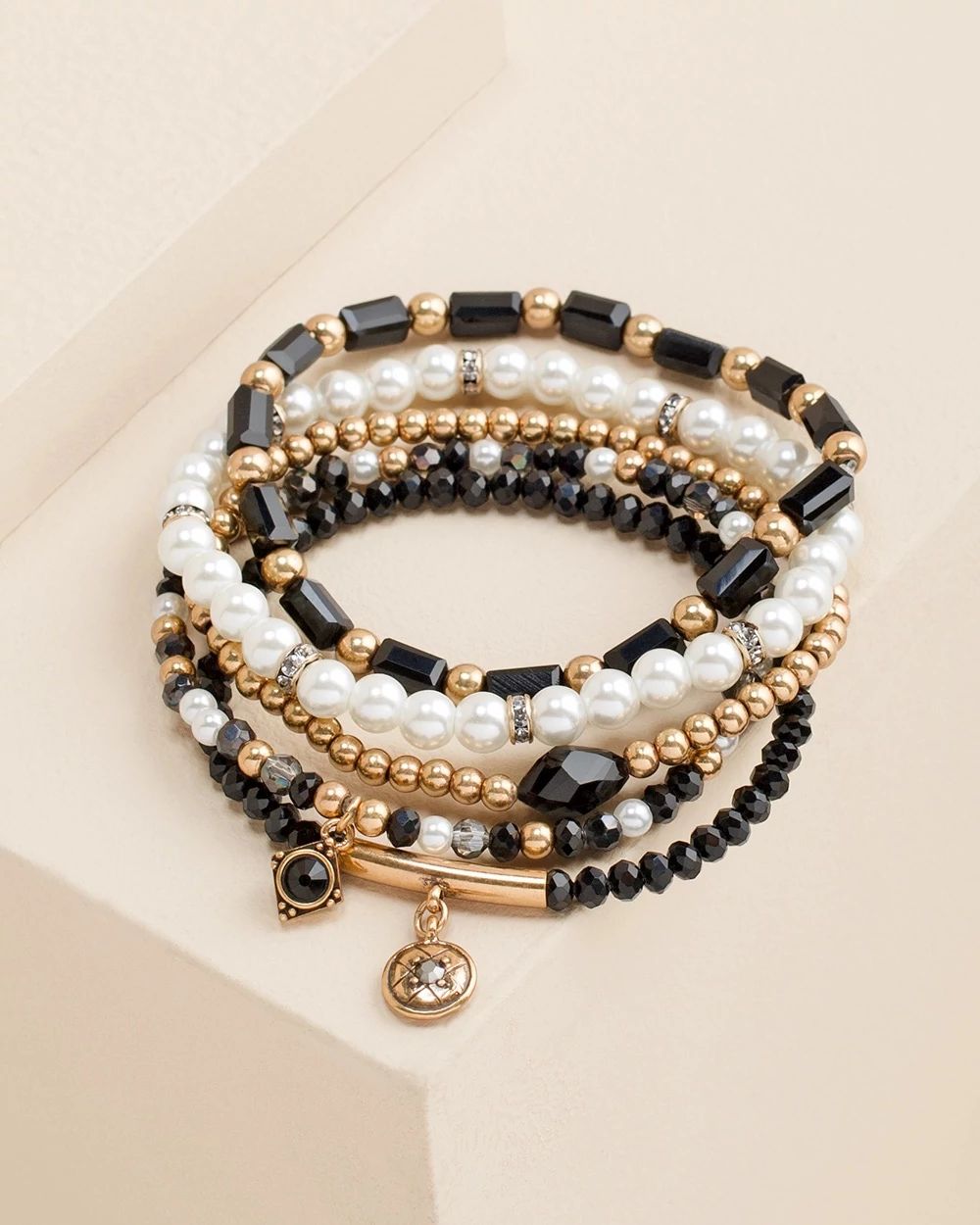 Black Multistrand Stretch Bracelet Set