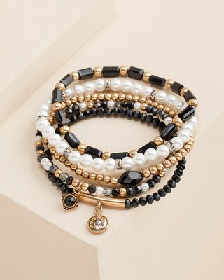 Black Multistrand Stretch Bracelet Set