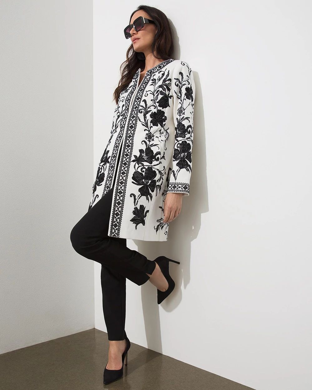 Black and White Embroidered Topper