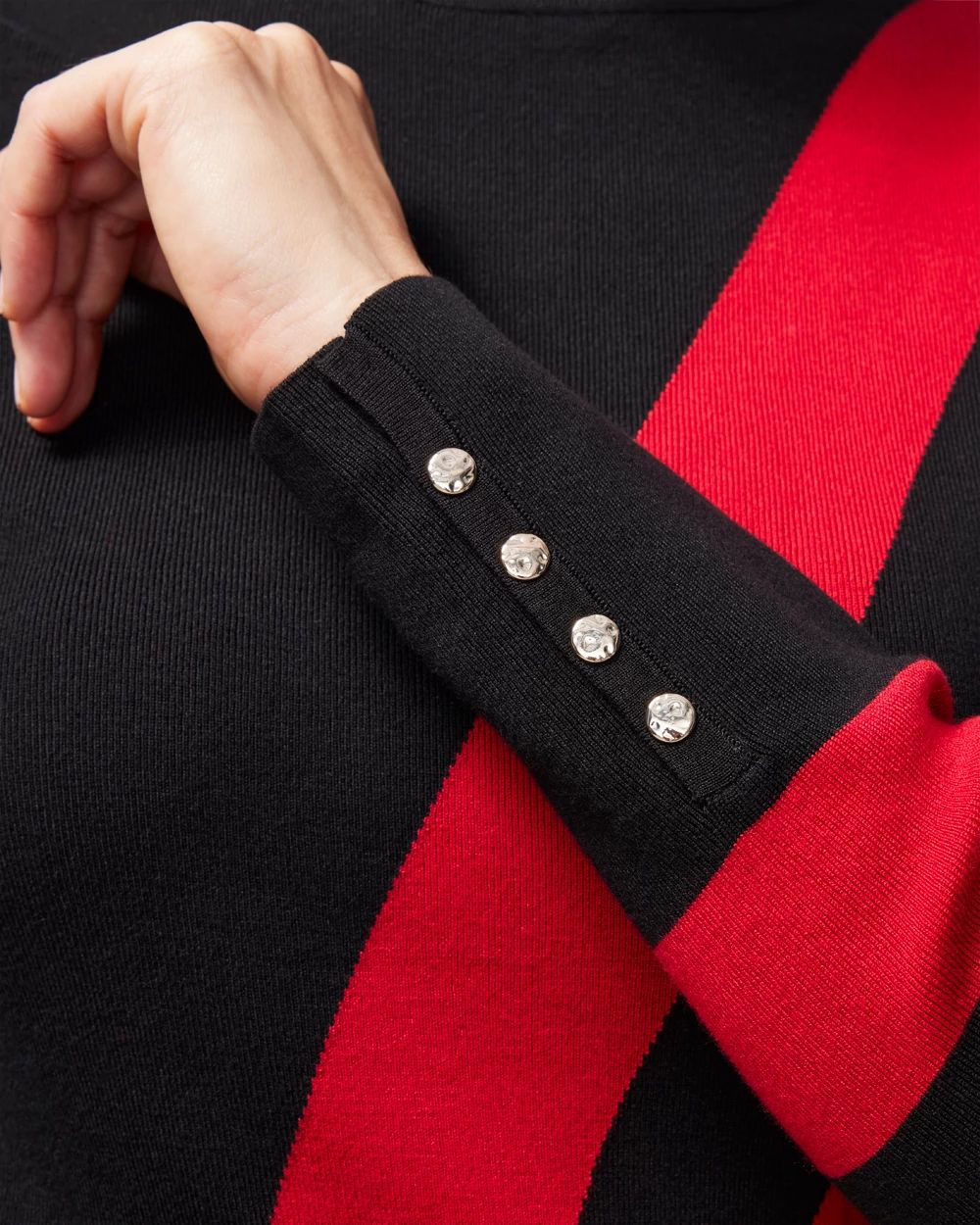 ECOVERO Red Colorblock Turtleneck Sweater