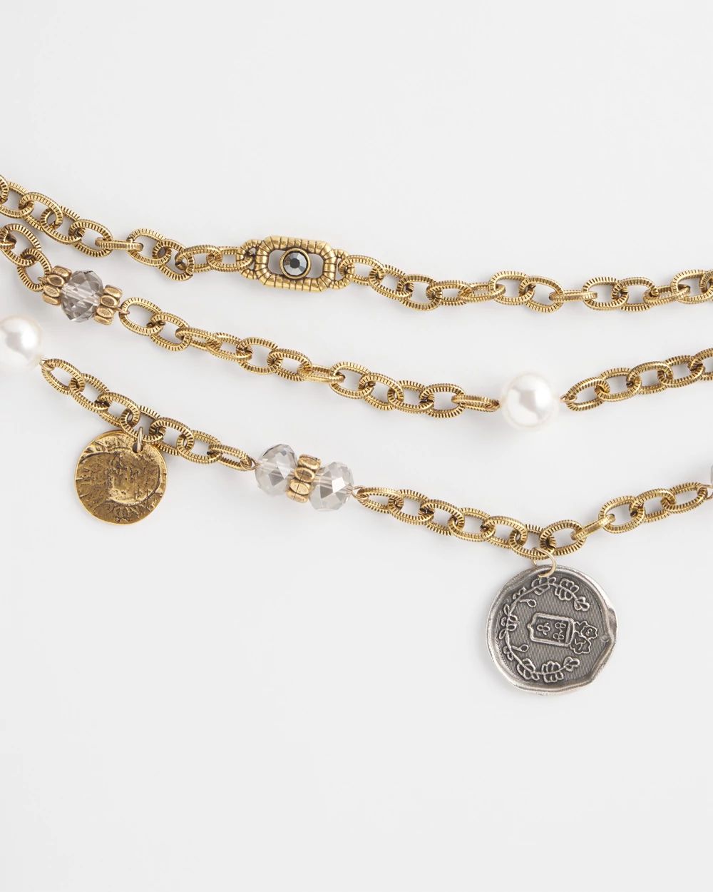 Faux Pearl and Coin Charm Chain Belt