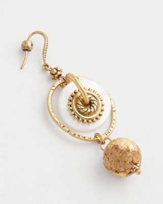 White & Gold Medallion Drop Earrings click to view larger image.