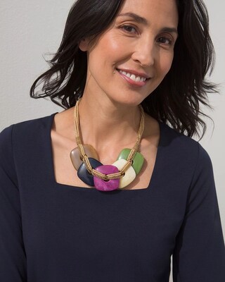 Painted Resin Bib Necklace