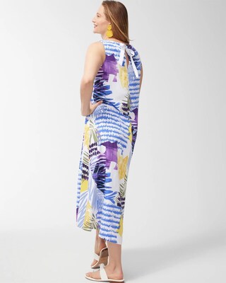 Tie-Back Collage Print Trapeze Dress