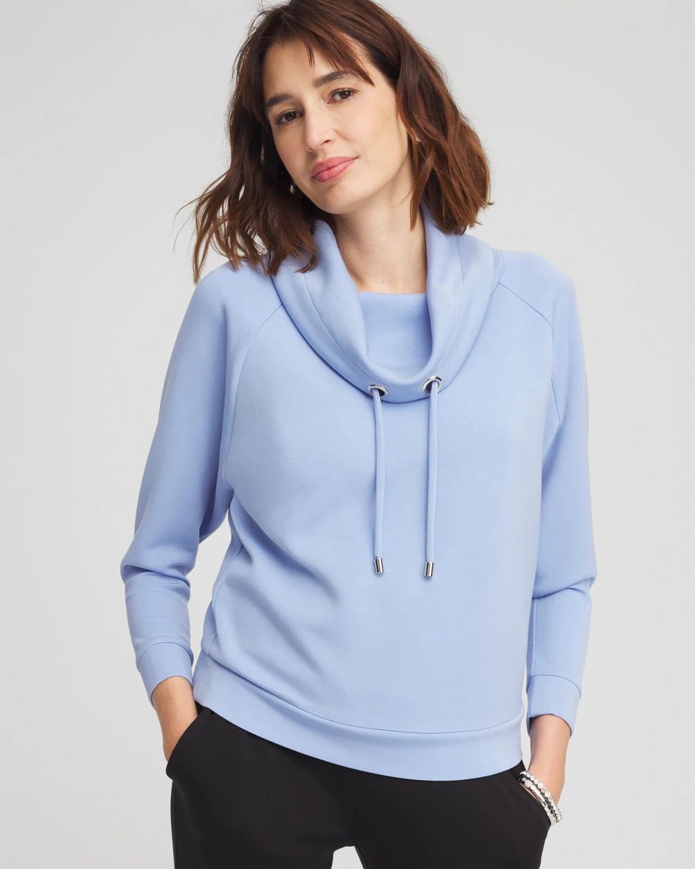 Zenergy® Scuba Cowl Neck Pullover Top