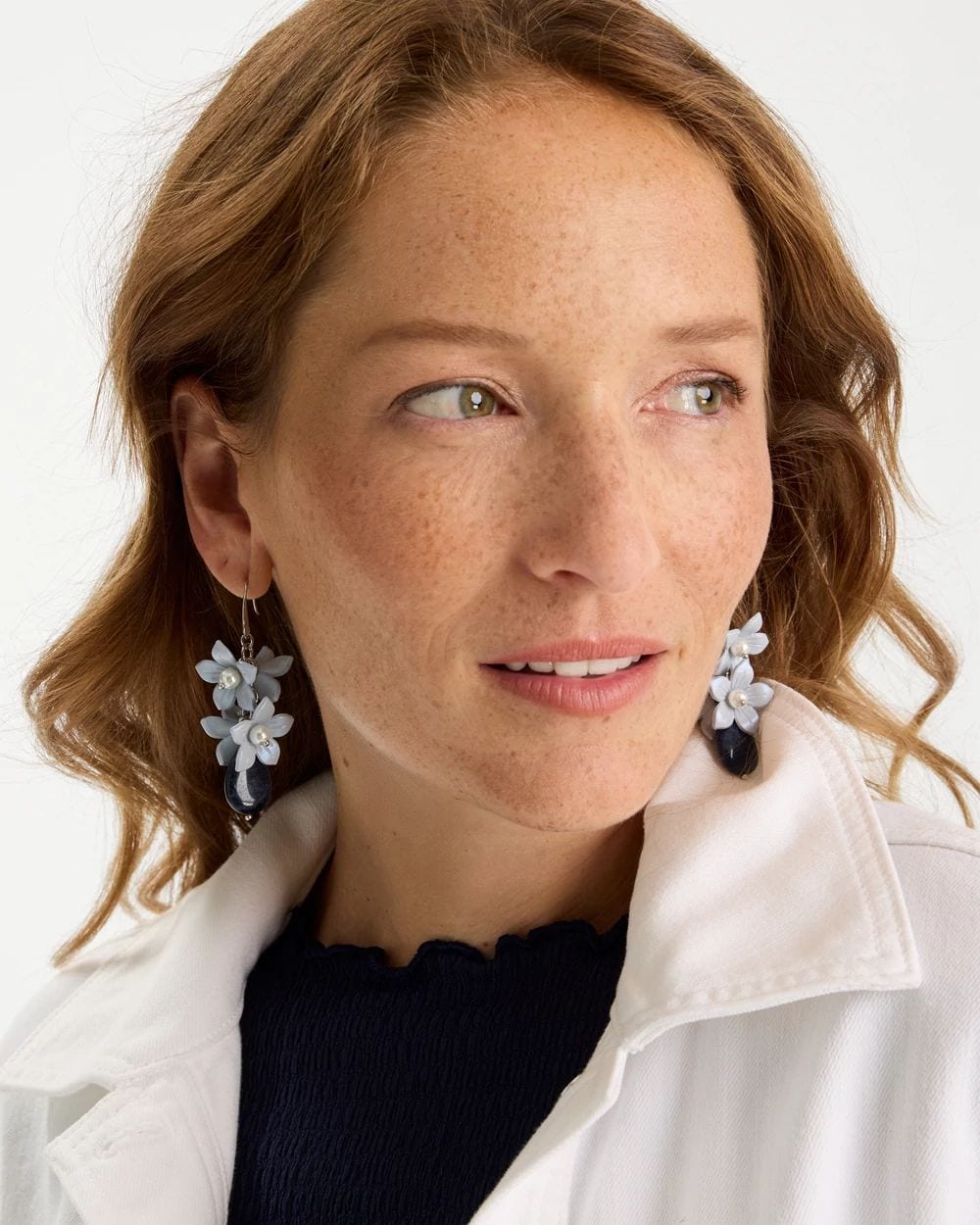 Lapis Lazuli Stone Flower Earrings