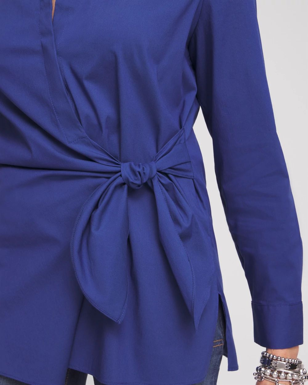 Poplin Tie Front Shirt click to view larger image.