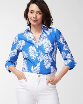 No Iron Stretch 3/4 Sleeve Palms Shirt