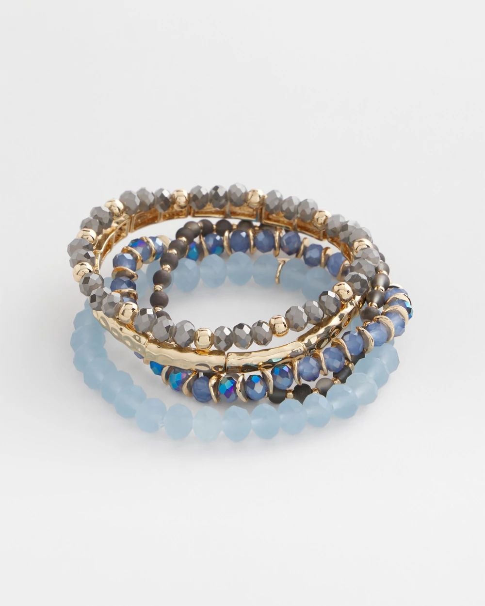 Blue Stretch Set of Five Bracelets click to view larger image.
