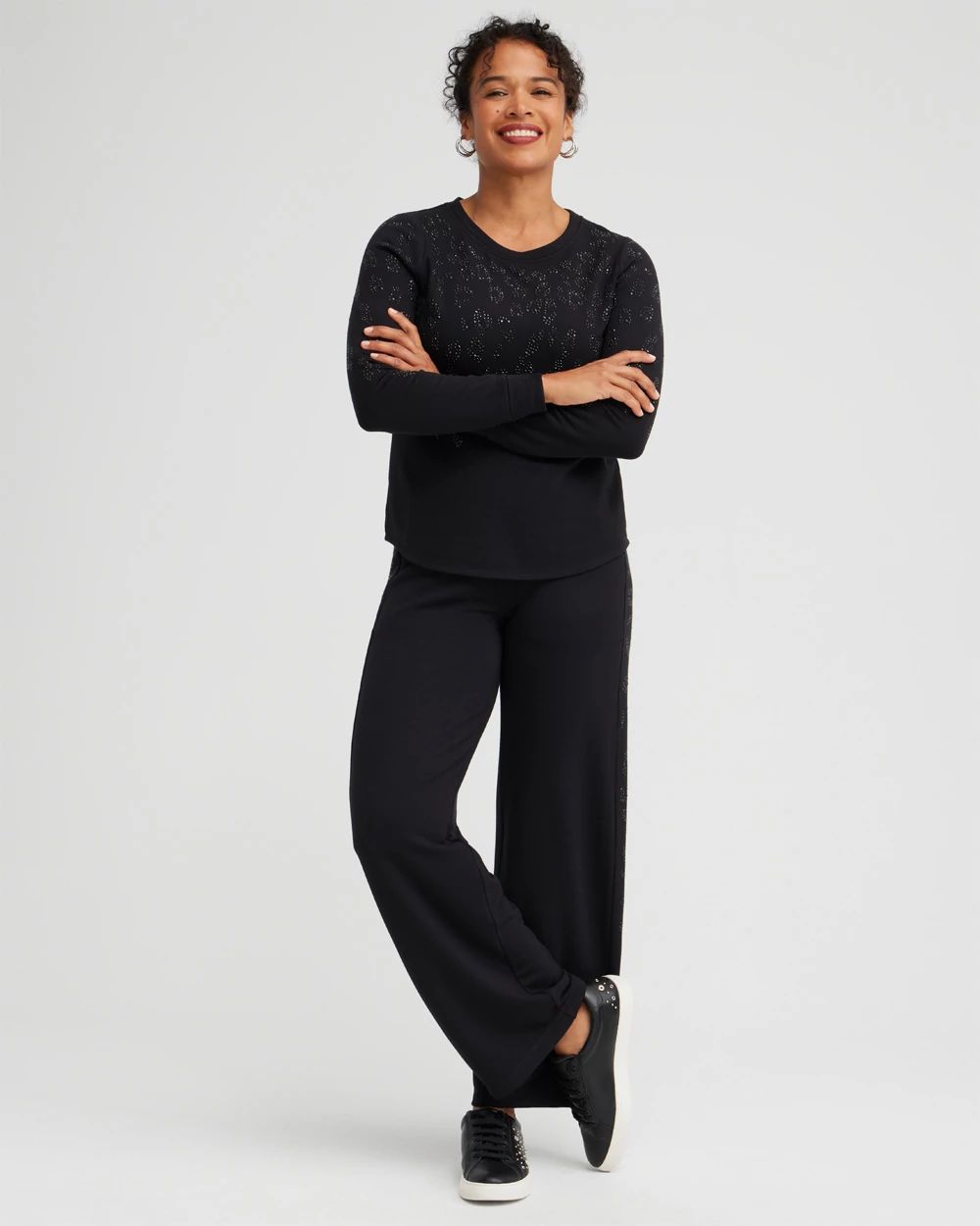 Zenergy® Embellished Animal Print Top