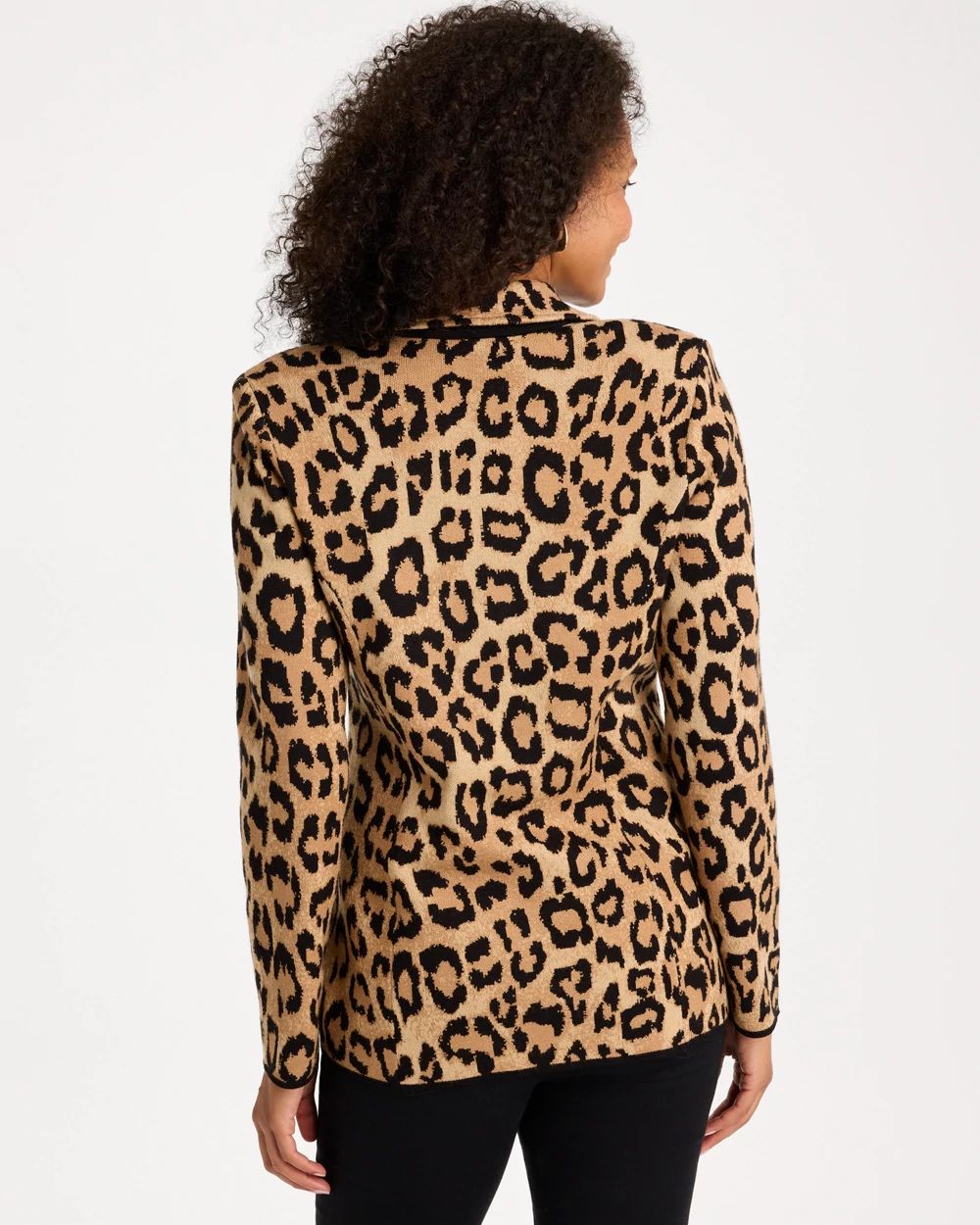 Cheetah Jacquard Sweater Blazer click to view larger image.