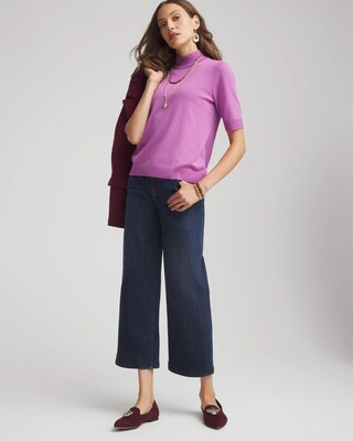 Elbow Sleeve Mock Neck Sweater click to view larger image.