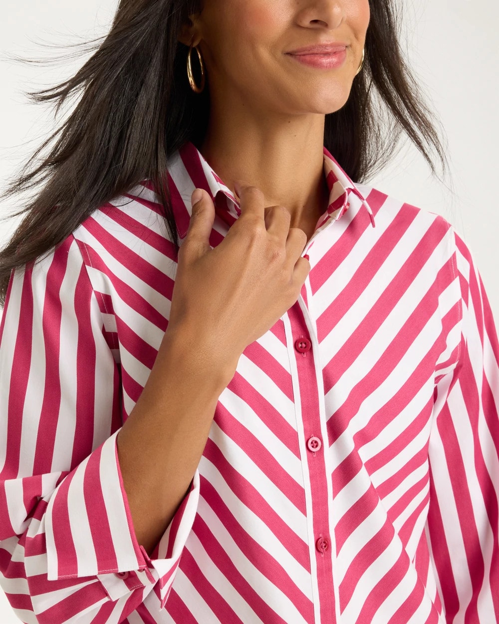 No Iron™ Stretch Slimming Striped Shirt