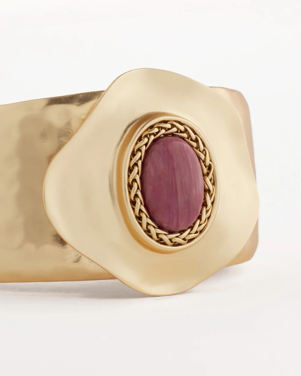 Golden Rhodonite Stone Cuff Bracelet