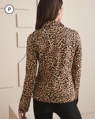 Petite Lynx-Print Denim Jacket