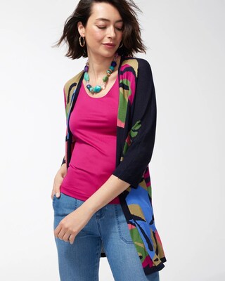 Tropical Print Mesh Cardigan