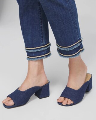 Girlfriend Embellished Hem Cropped Jeans