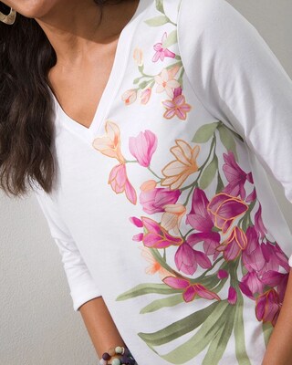 Floral Foil 3/4 Sleeve Tee