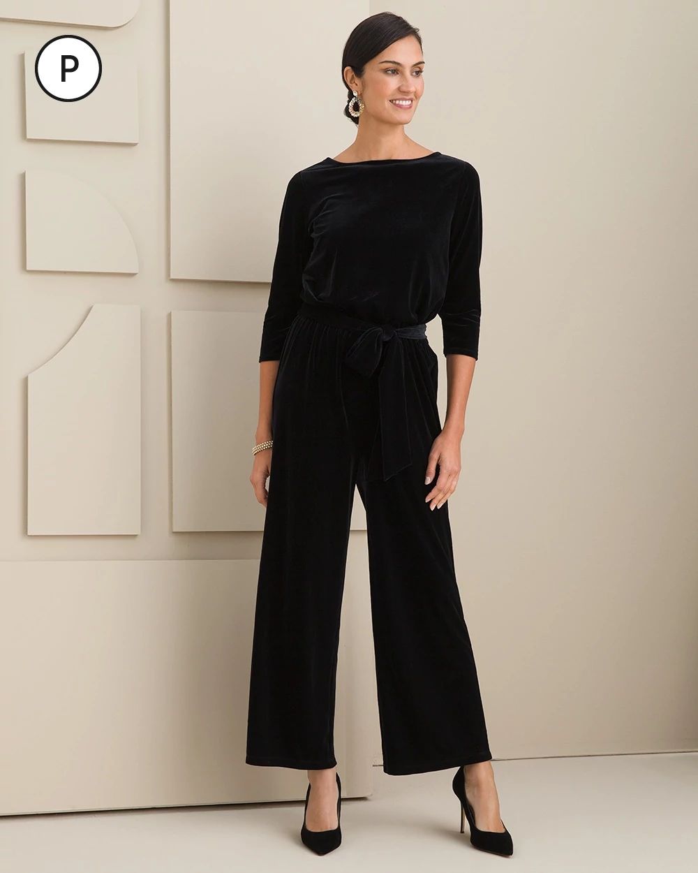 Travelers Petite Velvet Jumpsuit
