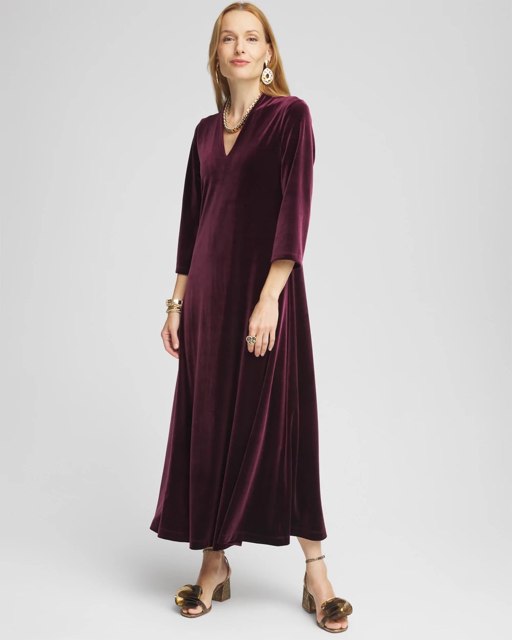 V-Neck Velour Midi Dress | Chico's V-Neck Velour Midi Dress | Chico's