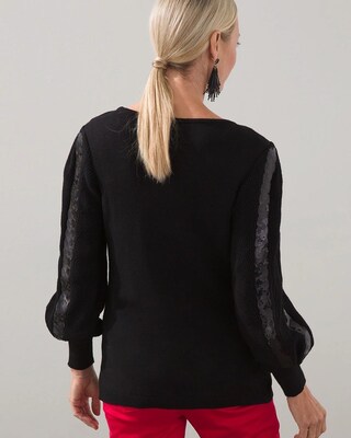 Textured Pullover with Sequin Sleeves