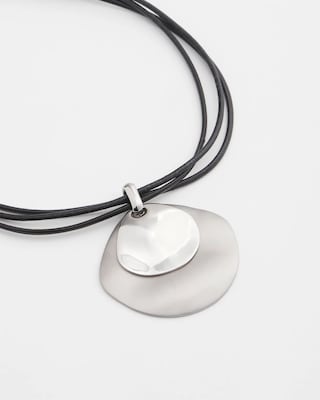 Two Tone Silver Circle Pendant Necklace
