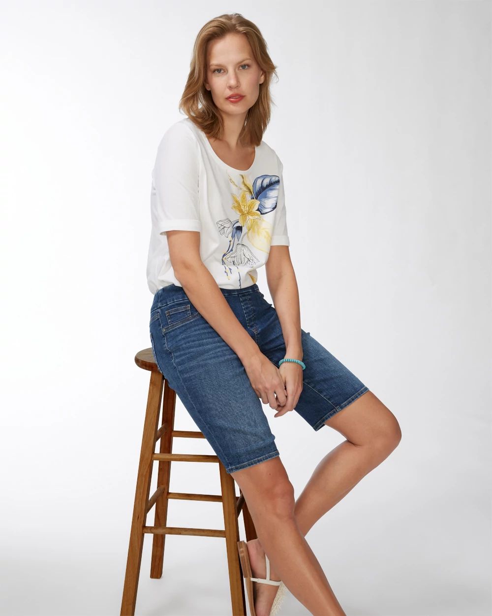 Pull-on Denim Shorts