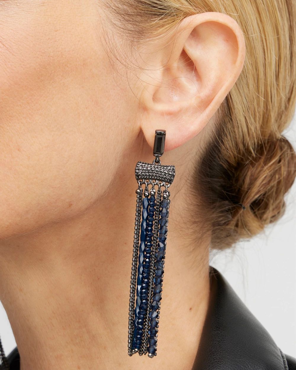 Blue Tassel Duster Earrings