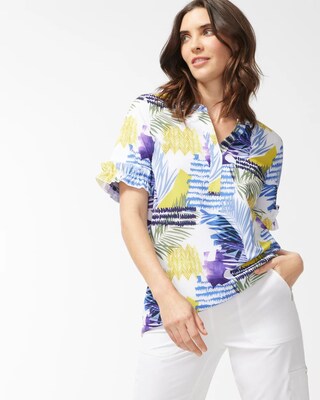 Zenergy UPF Neema Coastal Ruffle Sleeve Top
