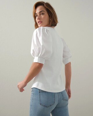 Puff Sleeve Ribbed Henley Tee