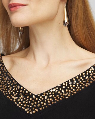 Travelers™ Rhinestone V-neck Top click to view larger image.