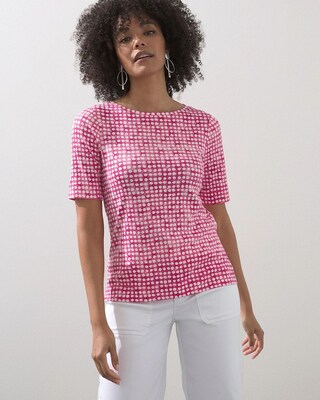 Pima Dot Print Elbow Sleeve Tee