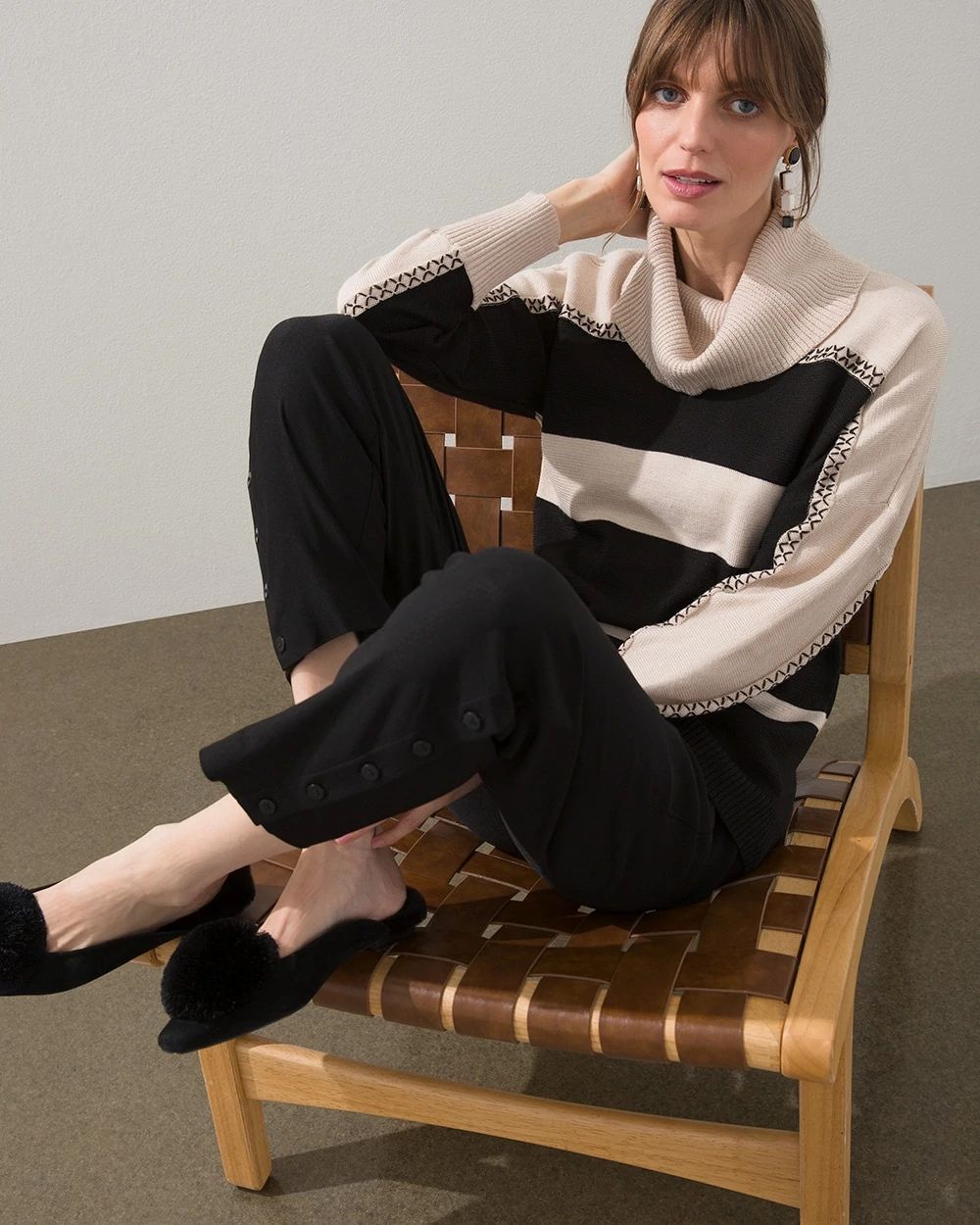 Stripe Cowl Neck Sweater