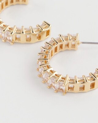 No Droop™ Gold Tone Baguette Hoop Earrings