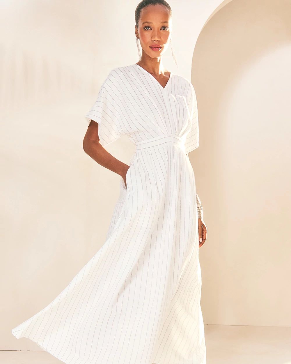 Metallic Striped Maxi Dress