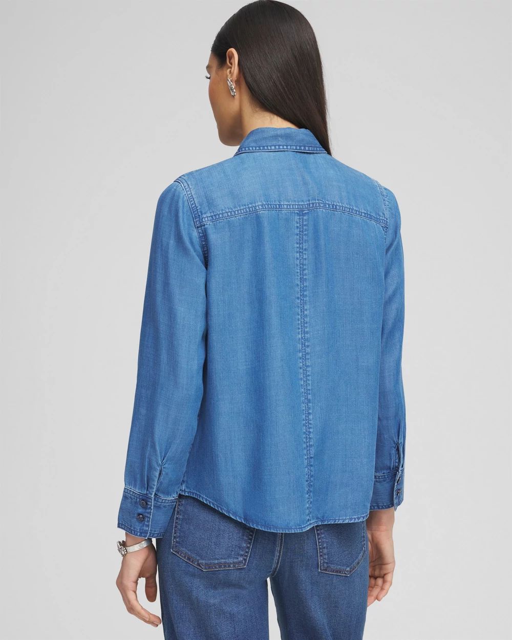 Denim Split Cuff Pocket Shirt