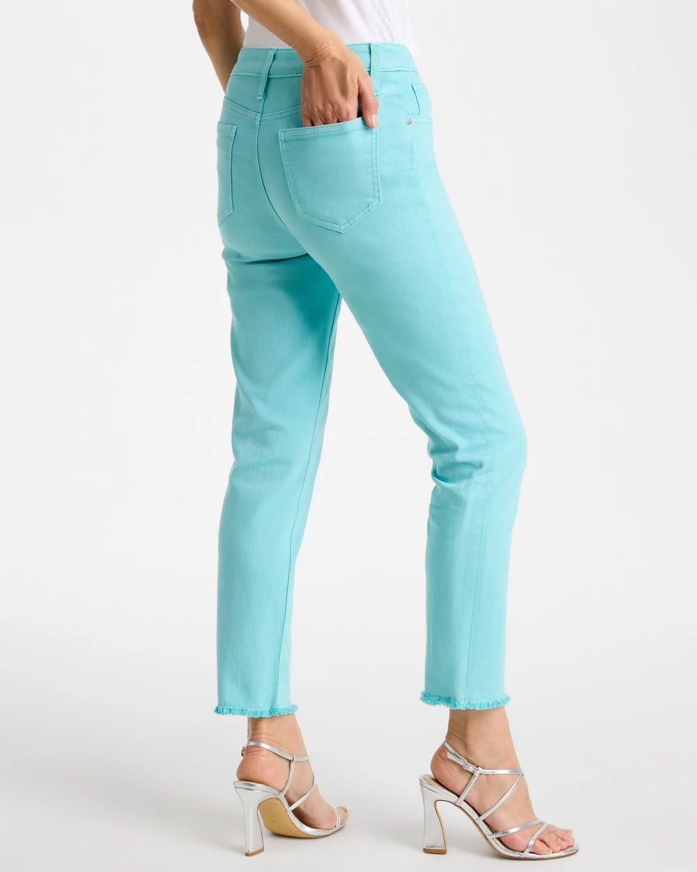 Girlfriend Slim Frayed Crop Jeans click to view larger image.